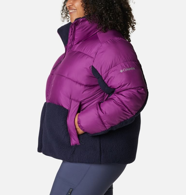 Jacheta Columbia Leadbetter Point Sherpa Hibrid Dama Violet | Plus Size DM7M9A1Z8